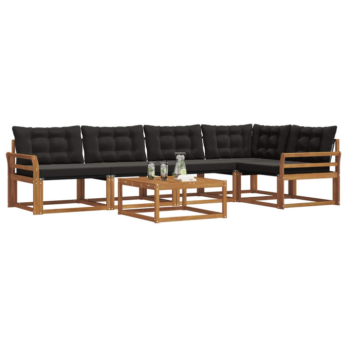 Set di divani da esterno con cuscino 6 pcs Naturale e Nero 3369483