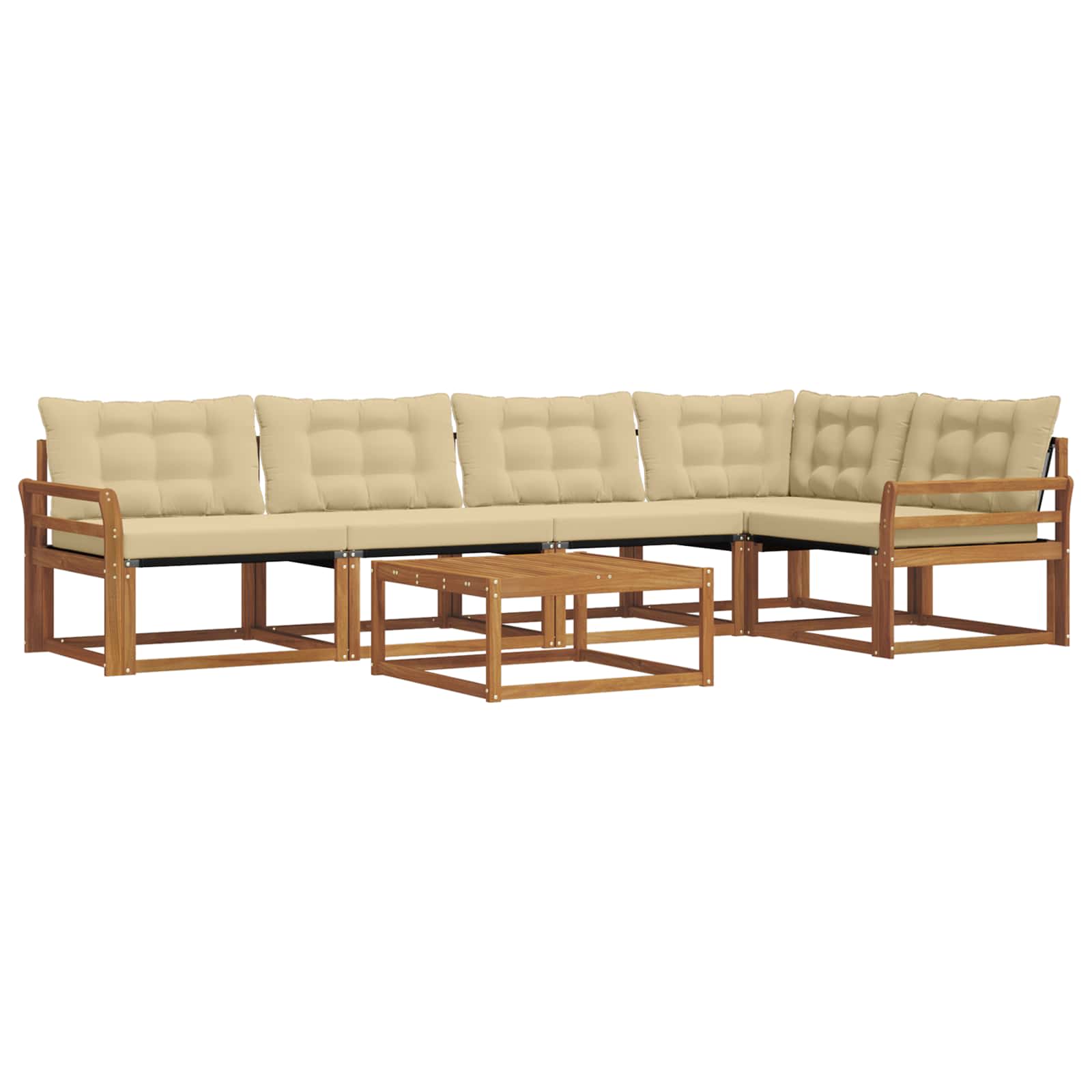 Set di divani da esterno con cuscino 6 pcs Naturale e Beige 3369484