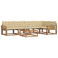 Set di divani da esterno con cuscino 6 pcs Naturale e Beige 3369484