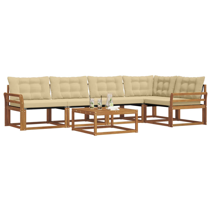 Set di divani da esterno con cuscino 6 pcs Naturale e Beige 3369484