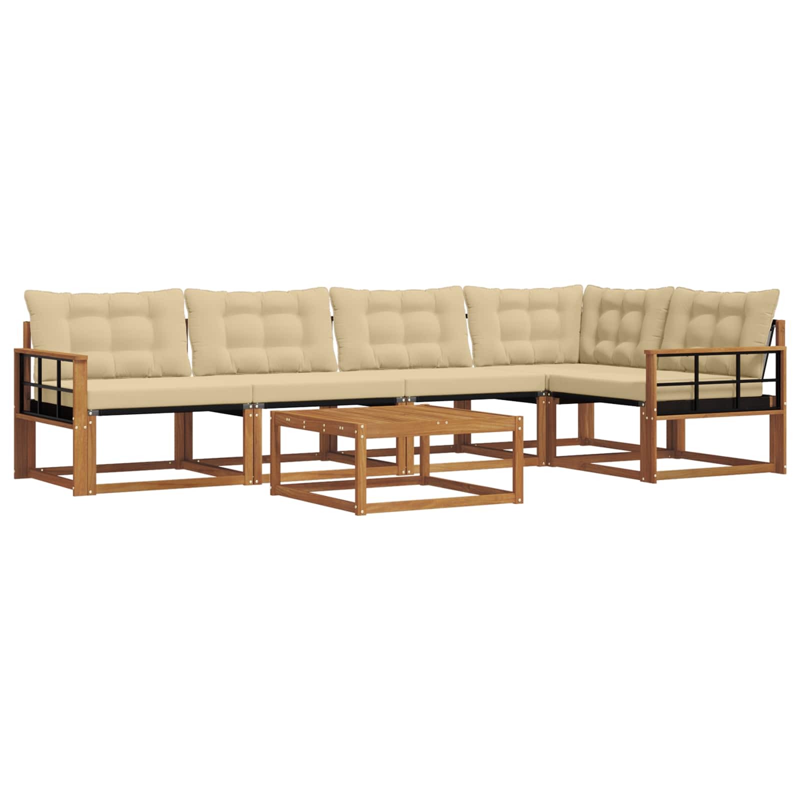 Set di divani da esterno con cuscino 6 pcs Naturale e Beige 3369488