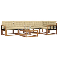 Set di divani da esterno con cuscino 6 pcs Naturale e Beige 3369488