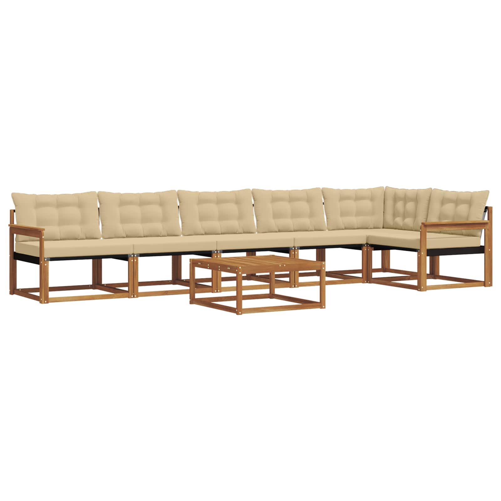 Set di divani da esterno con cuscino 7 pcs Naturale e Beige 3369524