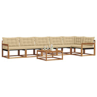 Set di divani da esterno con cuscino 7 pcs Naturale e Beige 3369524
