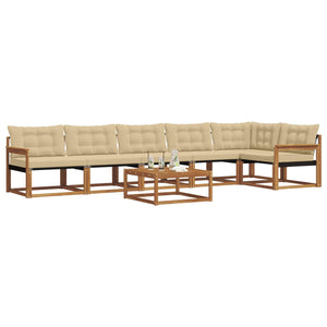 Set di divani da esterno con cuscino 7 pcs Naturale e Beige 3369524