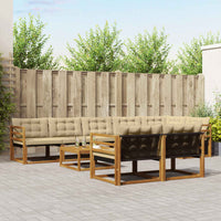Set di divani da esterno con cuscino 9 pcs Naturale e Beige 3369592