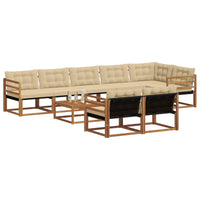 Set di divani da esterno con cuscino 9 pcs Naturale e Beige 3369592