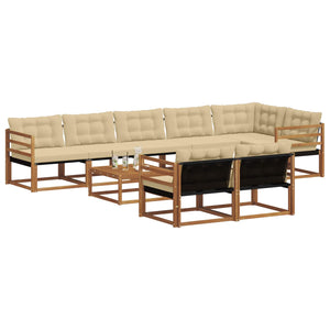 Set di divani da esterno con cuscino 9 pcs Naturale e Beige 3369592