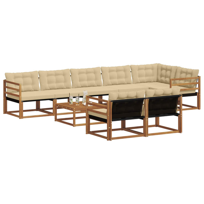 Set di divani da esterno con cuscino 9 pcs Naturale e Beige 3369592