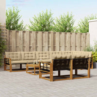 Set di divani da esterno con cuscino 9 pcs Naturale e Beige 3369608