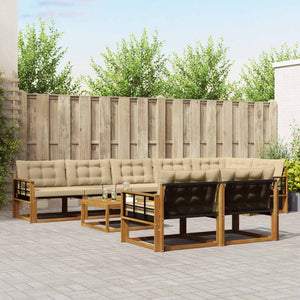 Set di divani da esterno con cuscino 9 pcs Naturale e Beige 3369608
