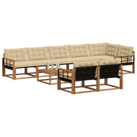 Set di divani da esterno con cuscino 9 pcs Naturale e Beige 3369608