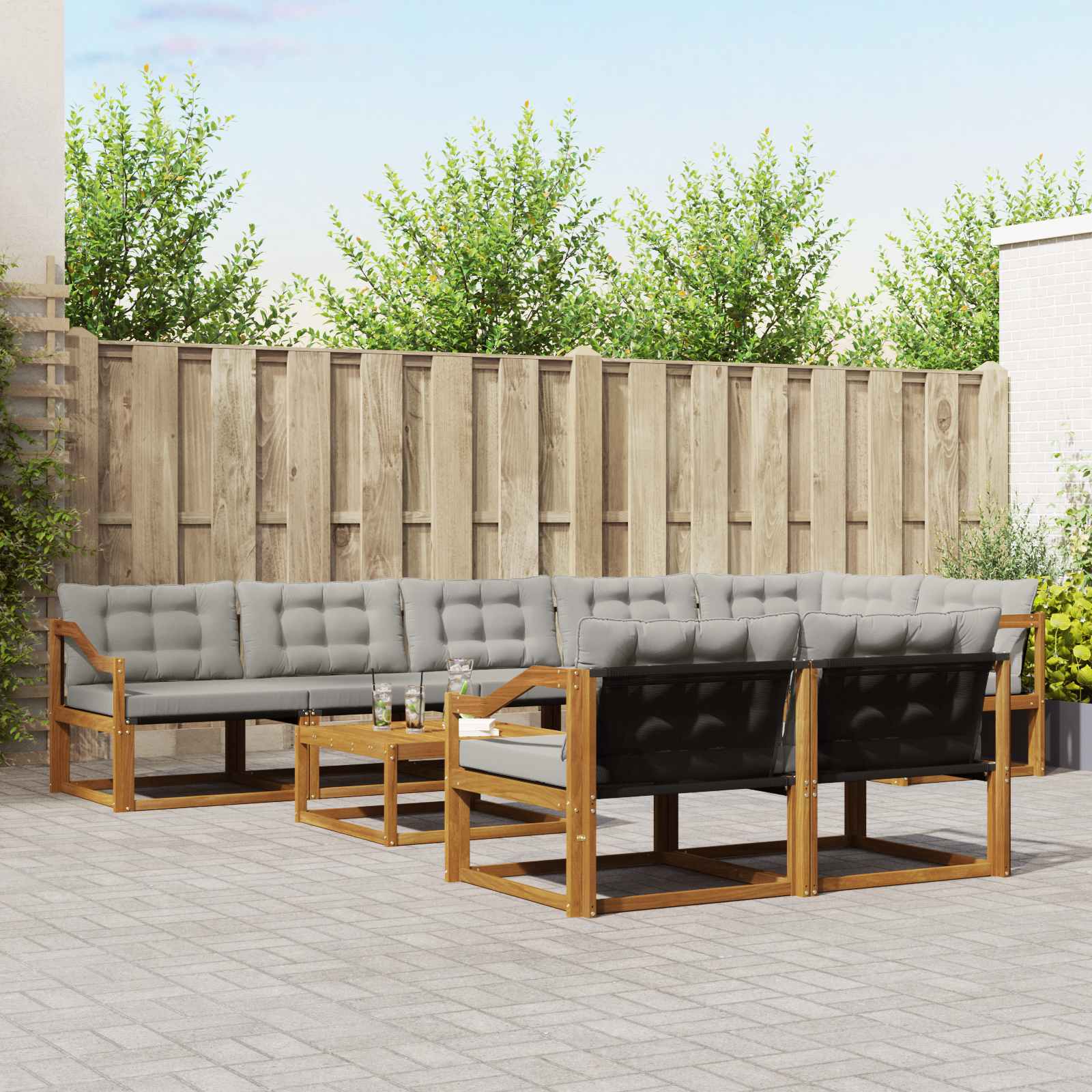 Set di divani da esterno 9 pcs Grigio Naturale e Chiaro 3369610