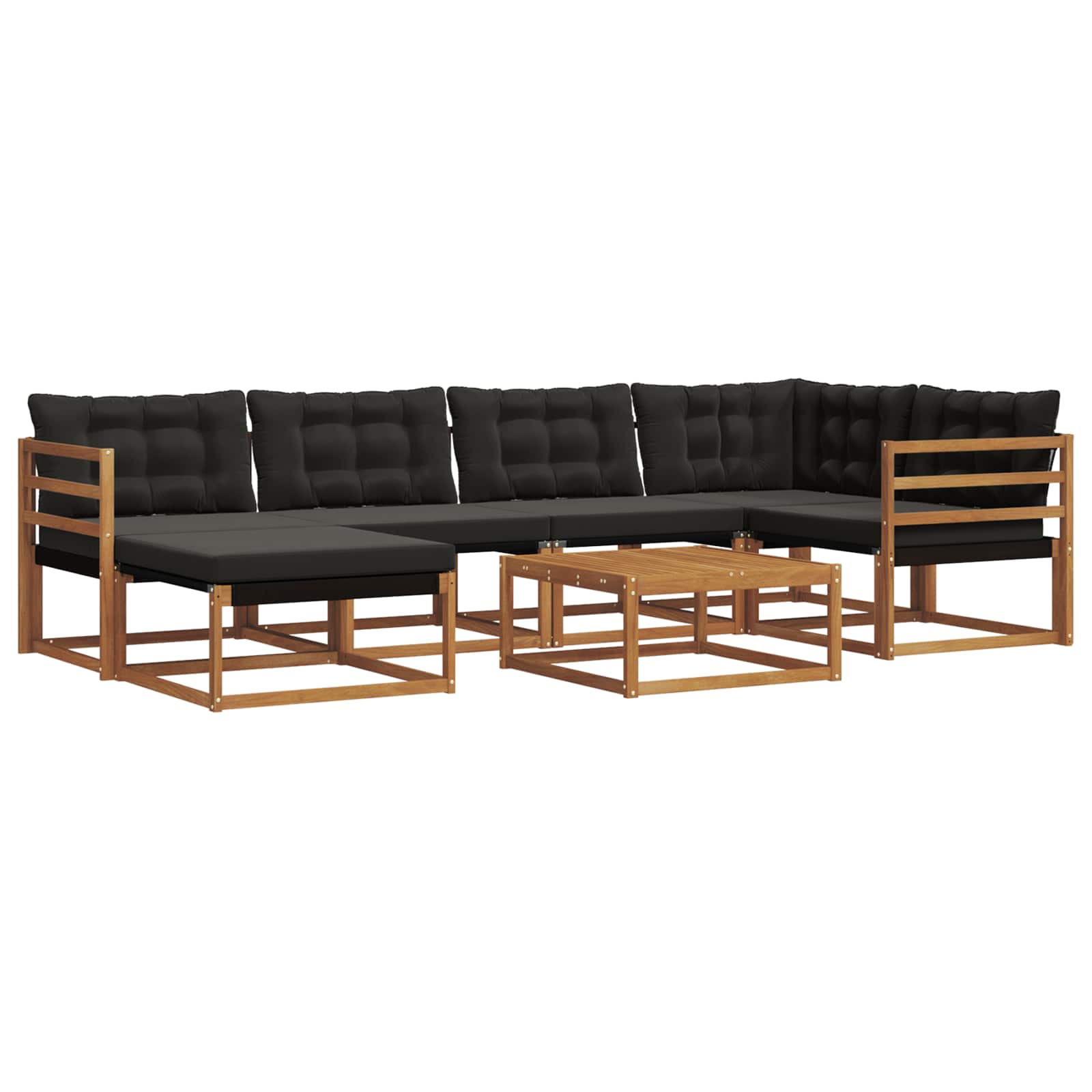 Set di divani da esterno con cuscino 19 pcs Naturale e Nero 3369639