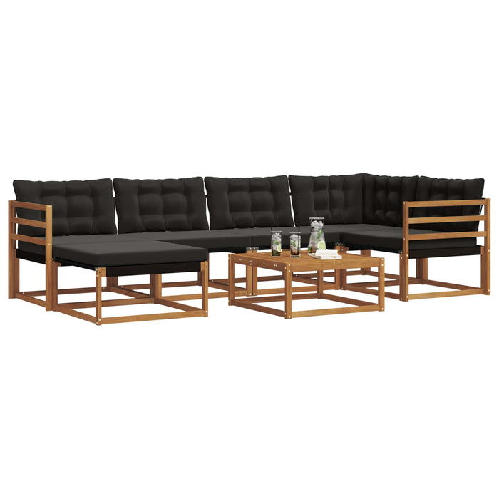 Set di divani da esterno con cuscino 19 pcs Naturale e Nero 3369639