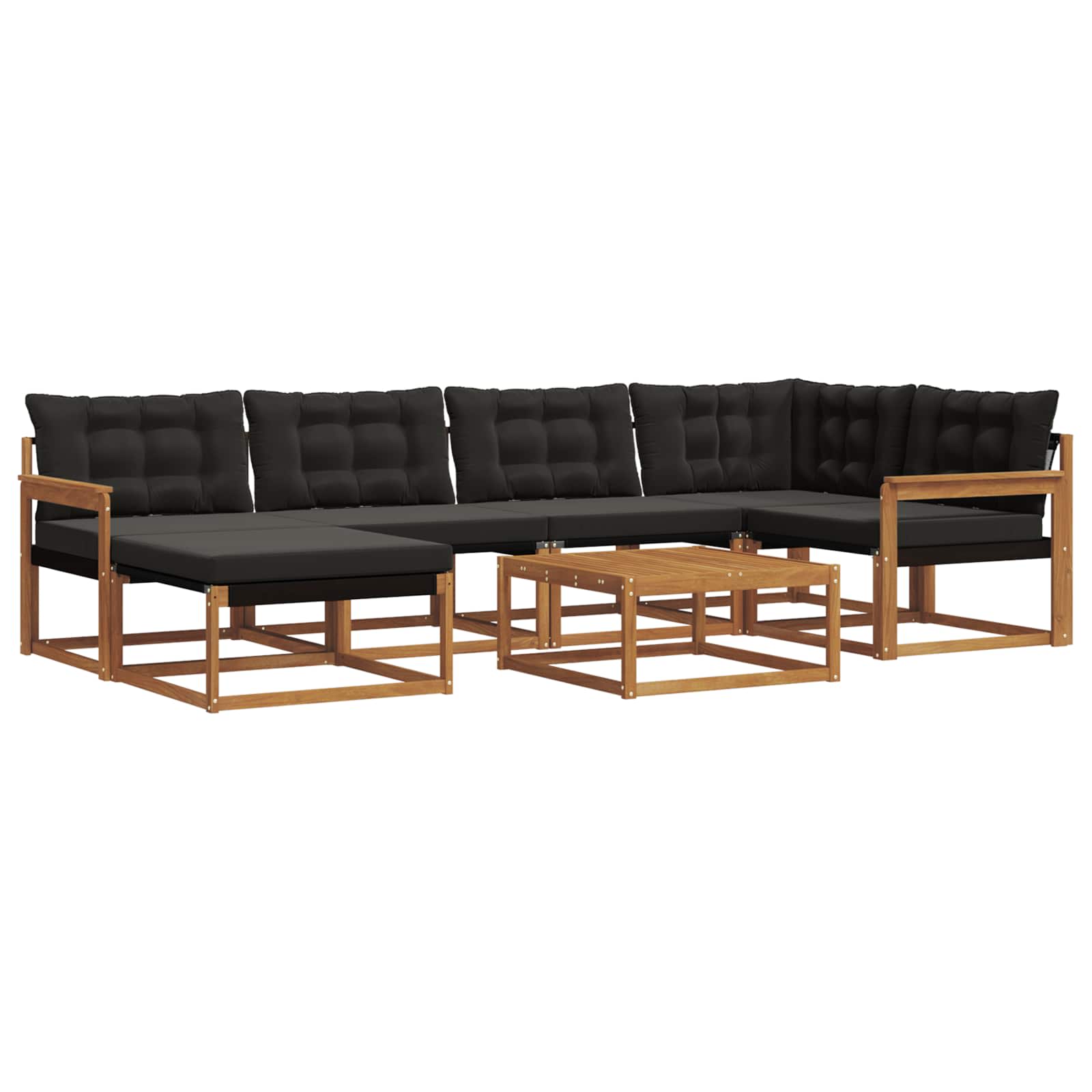 Set di divani da esterno con cuscino 19 pcs Naturale e Nero 3369643