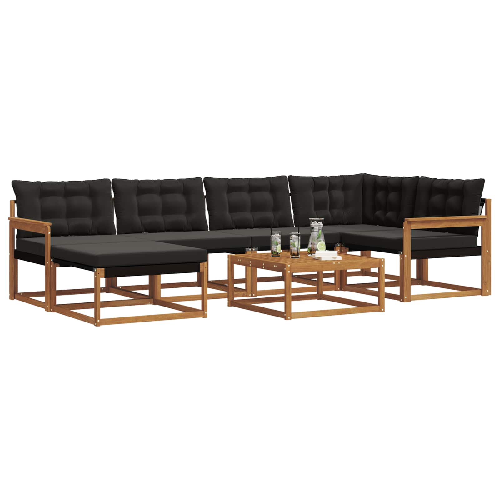 Set di divani da esterno con cuscino 19 pcs Naturale e Nero 3369643