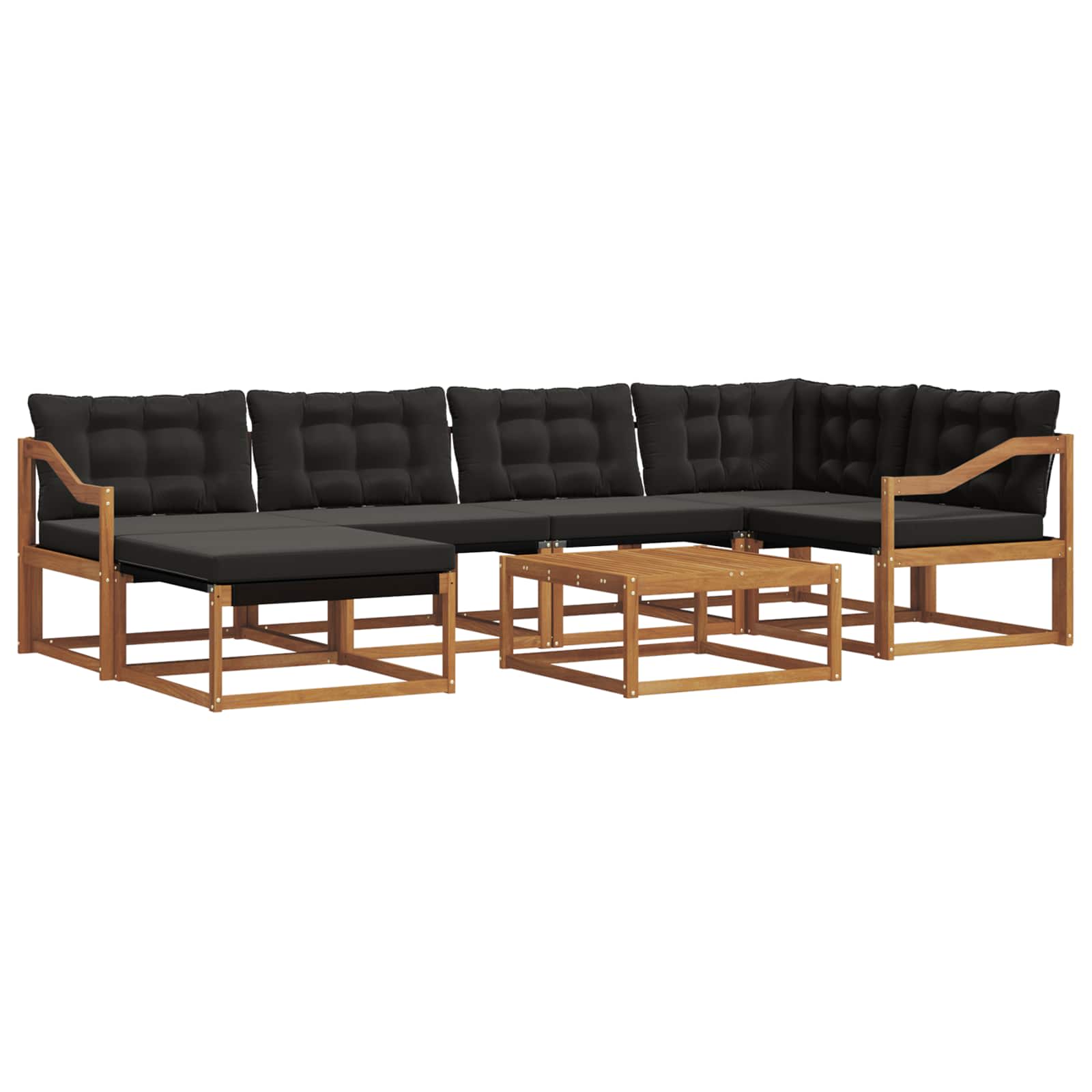 Set di divani da esterno con cuscino 19 pcs Naturale e Nero 3369659