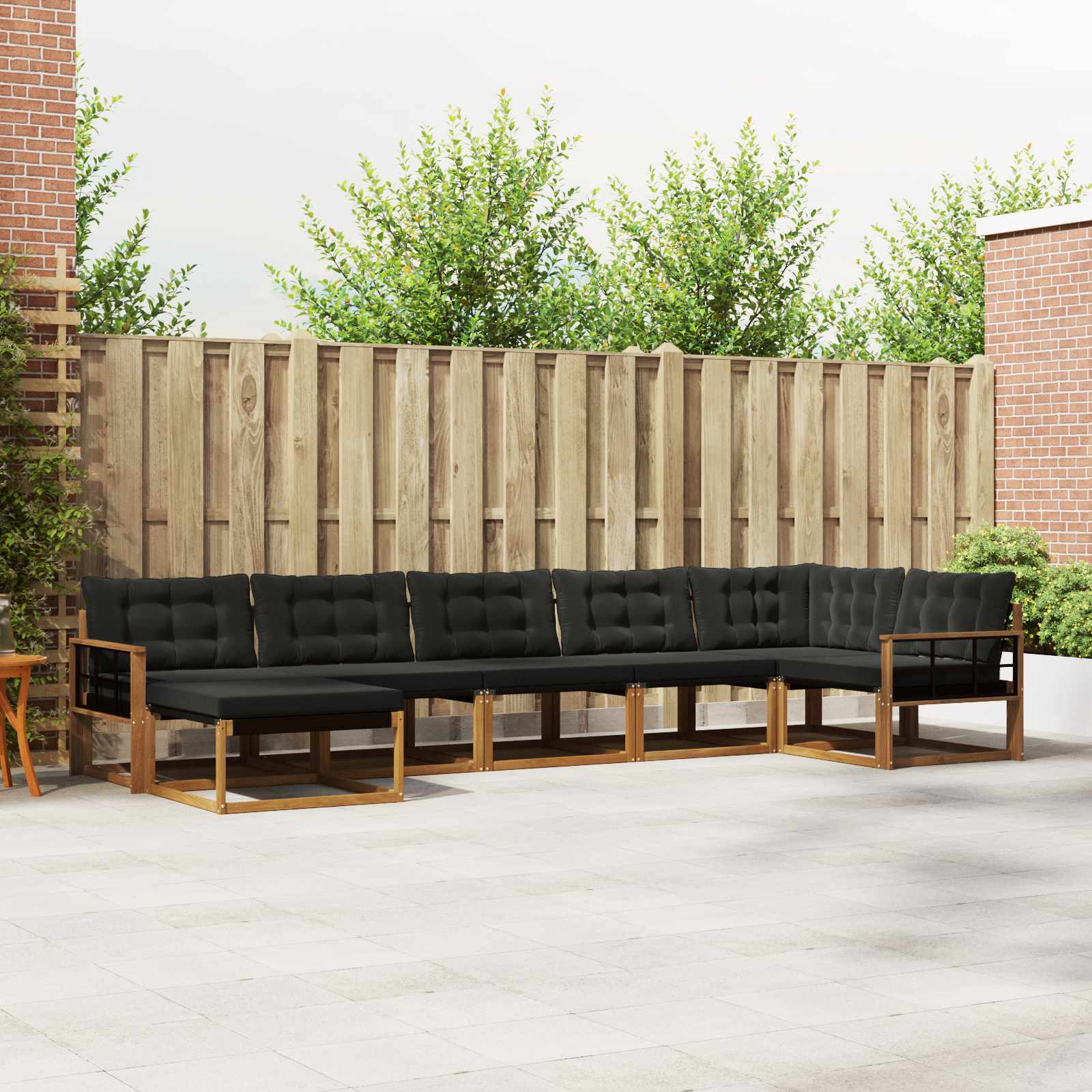 Set di divani da esterno con cuscino 21 pcs Naturale e Nero 3369679