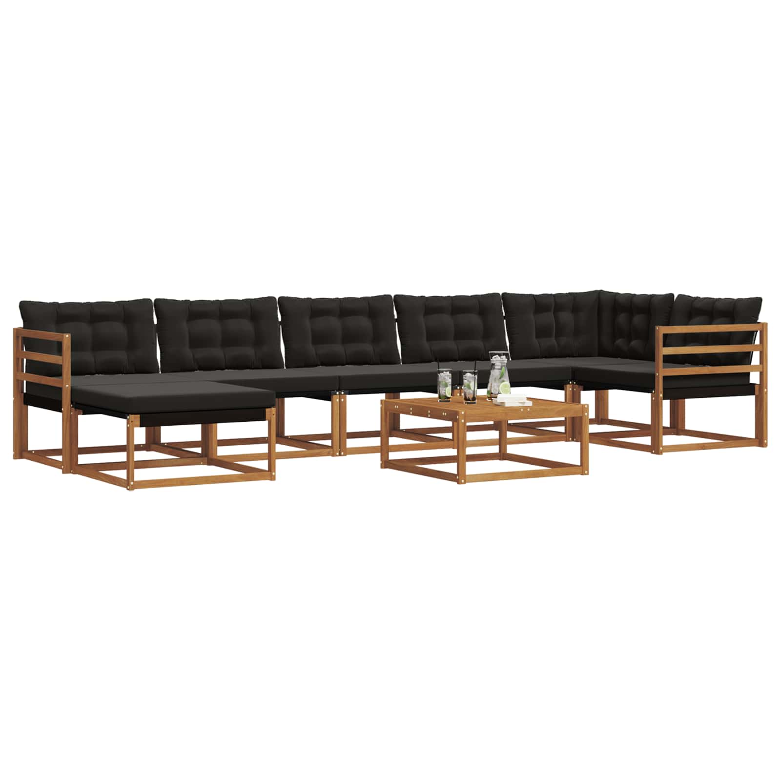 Set di divani da esterno con cuscino 22 pcs Naturale e Nero 3369687