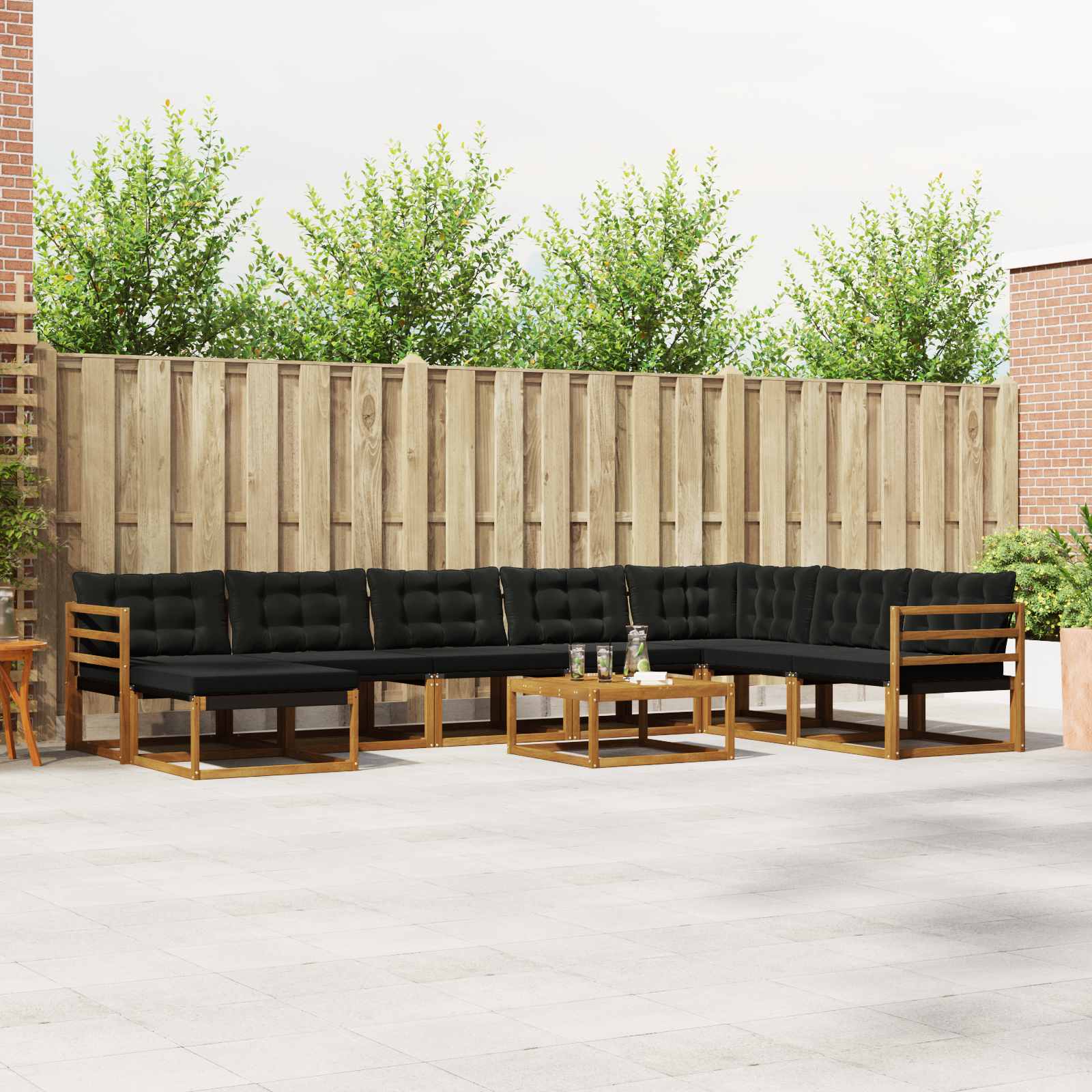 Set di divani da esterno con cuscino 25 pcs Naturale e Nero 3369759