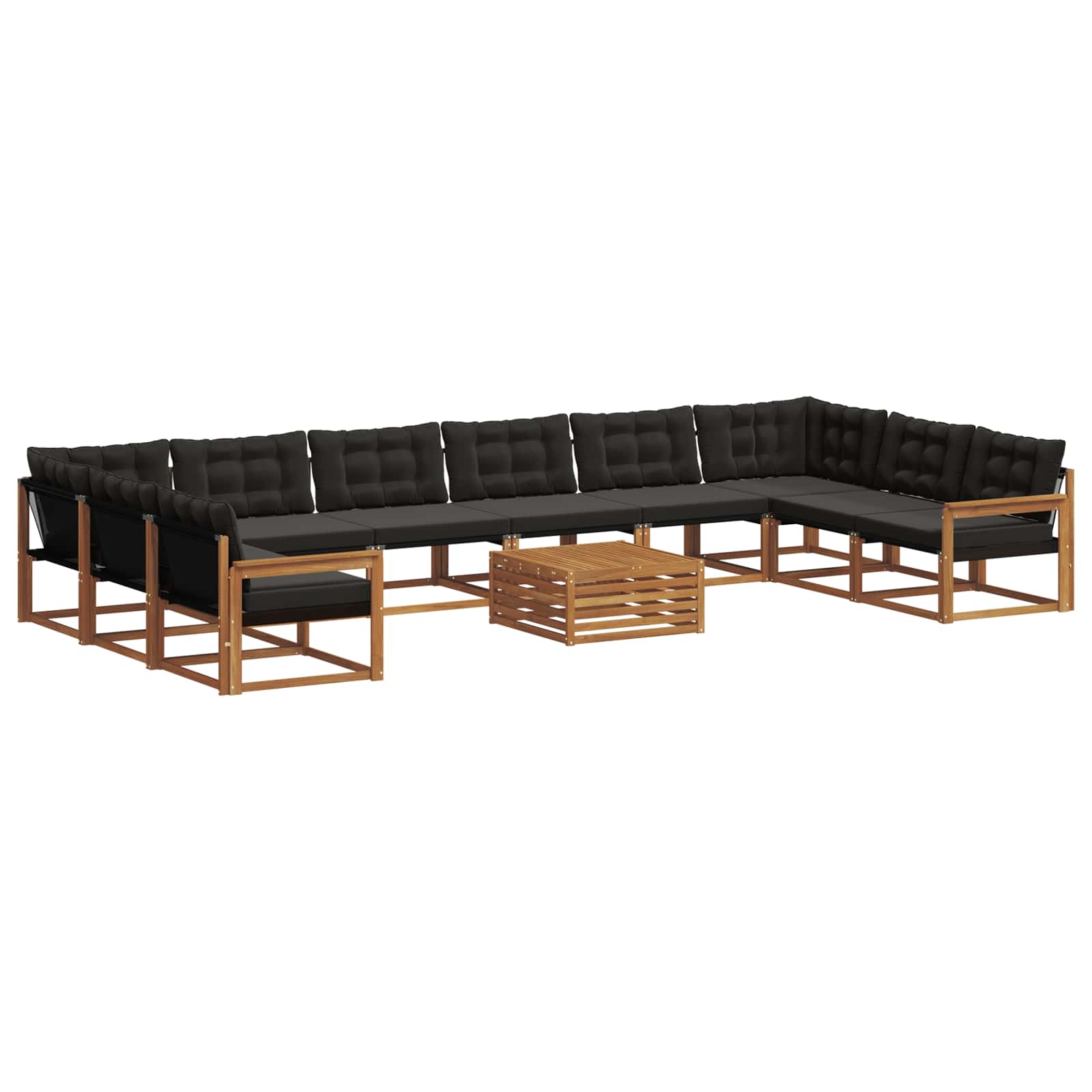 Set di divani da esterno con cuscino 11 pcs Naturale e Nero 3369907