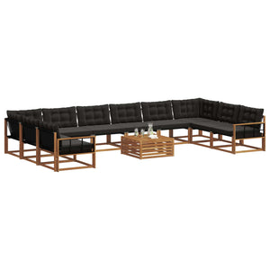 Set di divani da esterno con cuscino 11 pcs Naturale e Nero 3369919