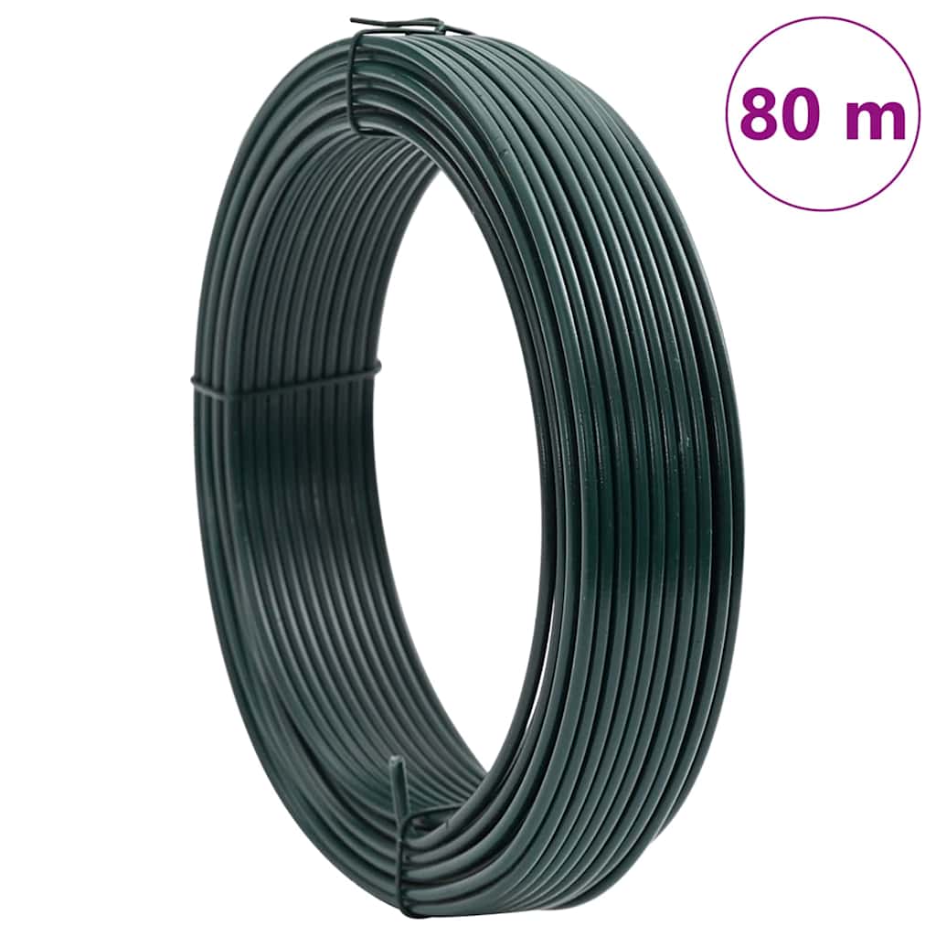 vidaXL Filo di recinzione Verde 80 m Acciaio rivestito in PVC