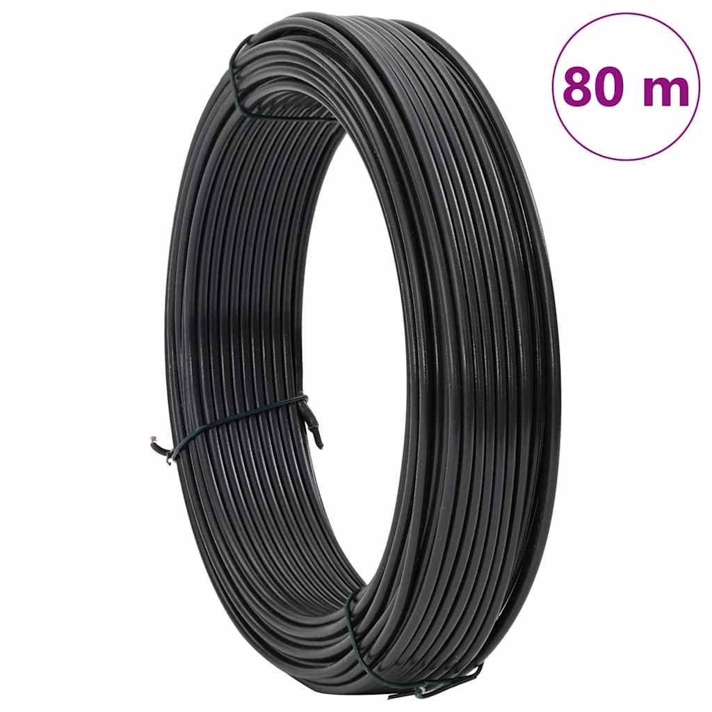 Filo di recinzione Antracite 80 m Acciaio rivestito in PVC 42010296