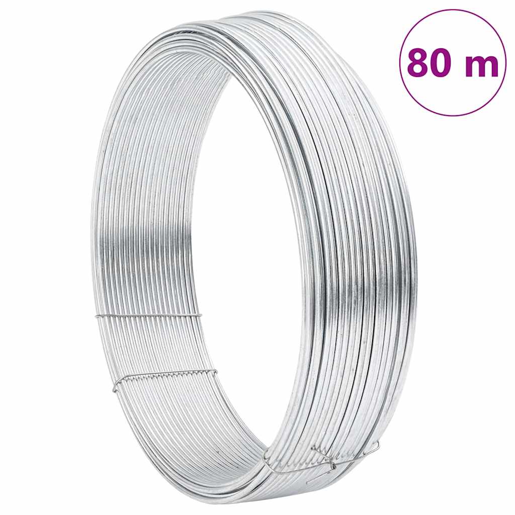 vidaXL Filo di recinzione Argento 80 m Acciaio zincato a caldo