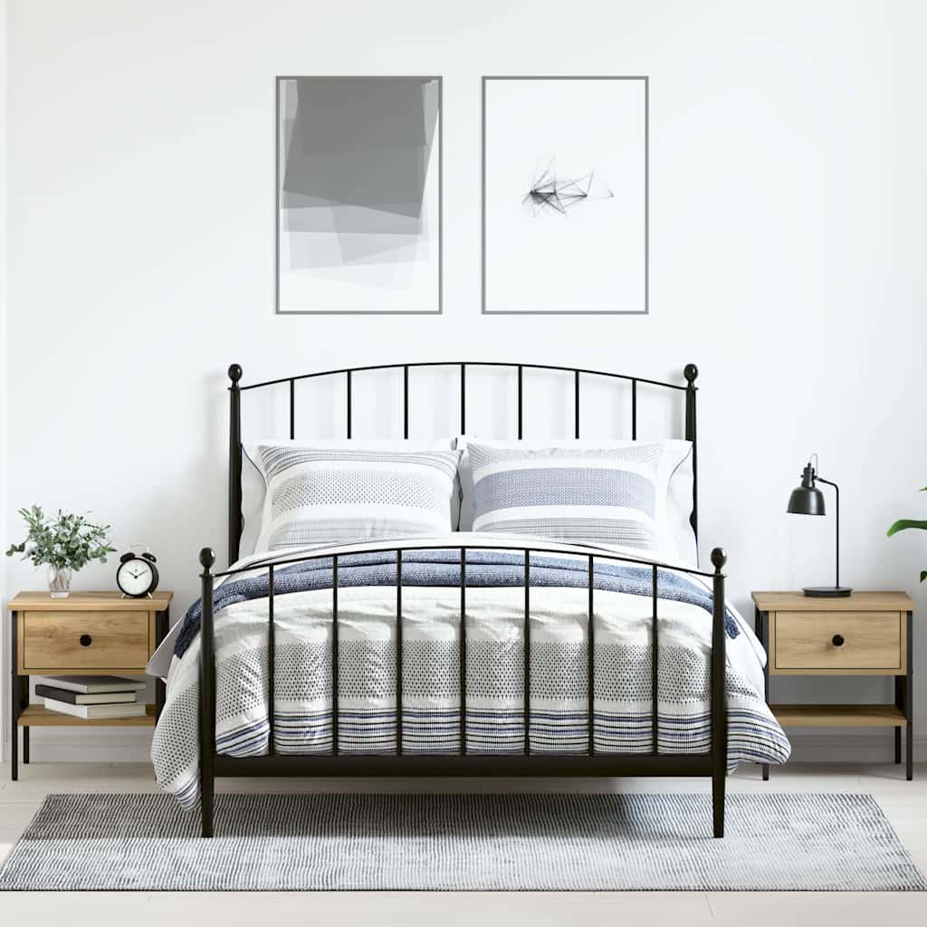 Comodino con cassetto 2 pz-Set di 2 Tavolino da notte rovere artigianale 40 x 42 x 45 cm