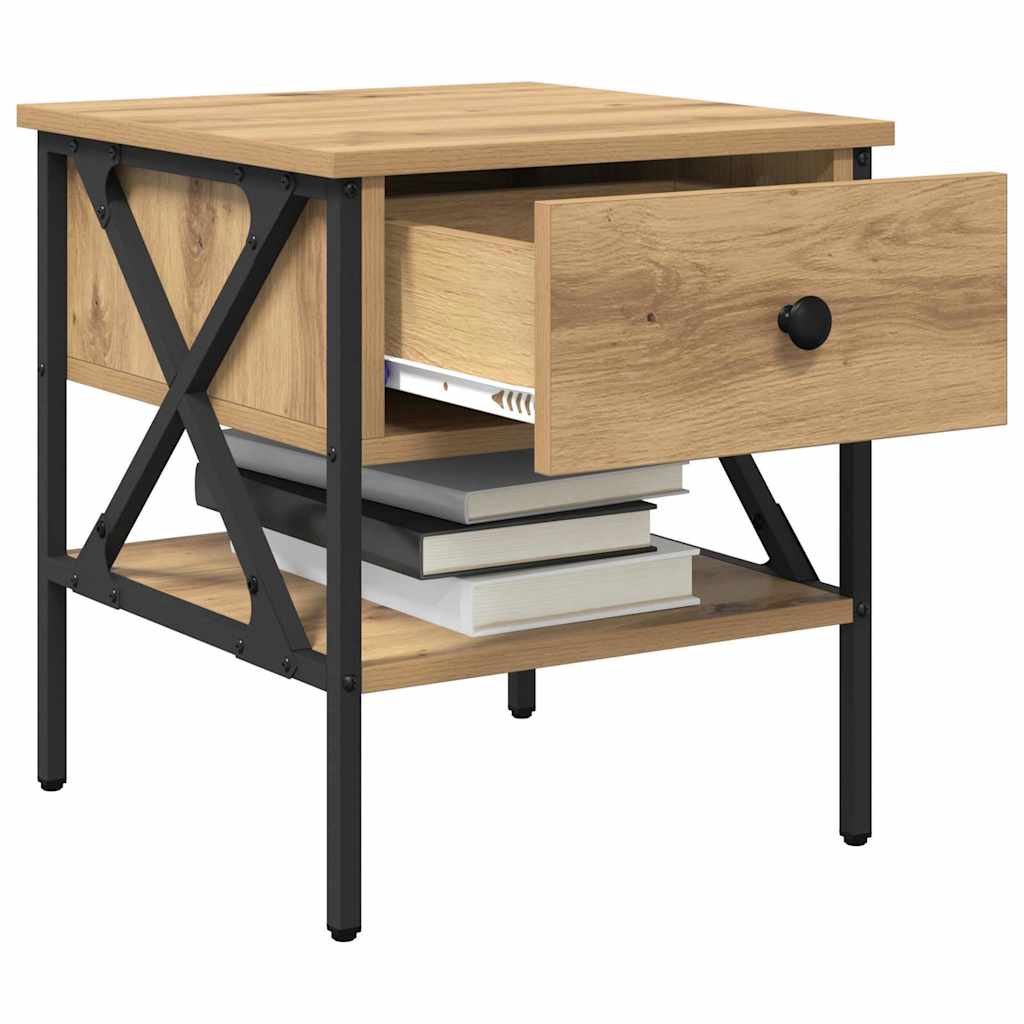 Comodino con cassetto 2 pz-Set di 2 Tavolino da notte rovere artigianale 40 x 42 x 45 cm