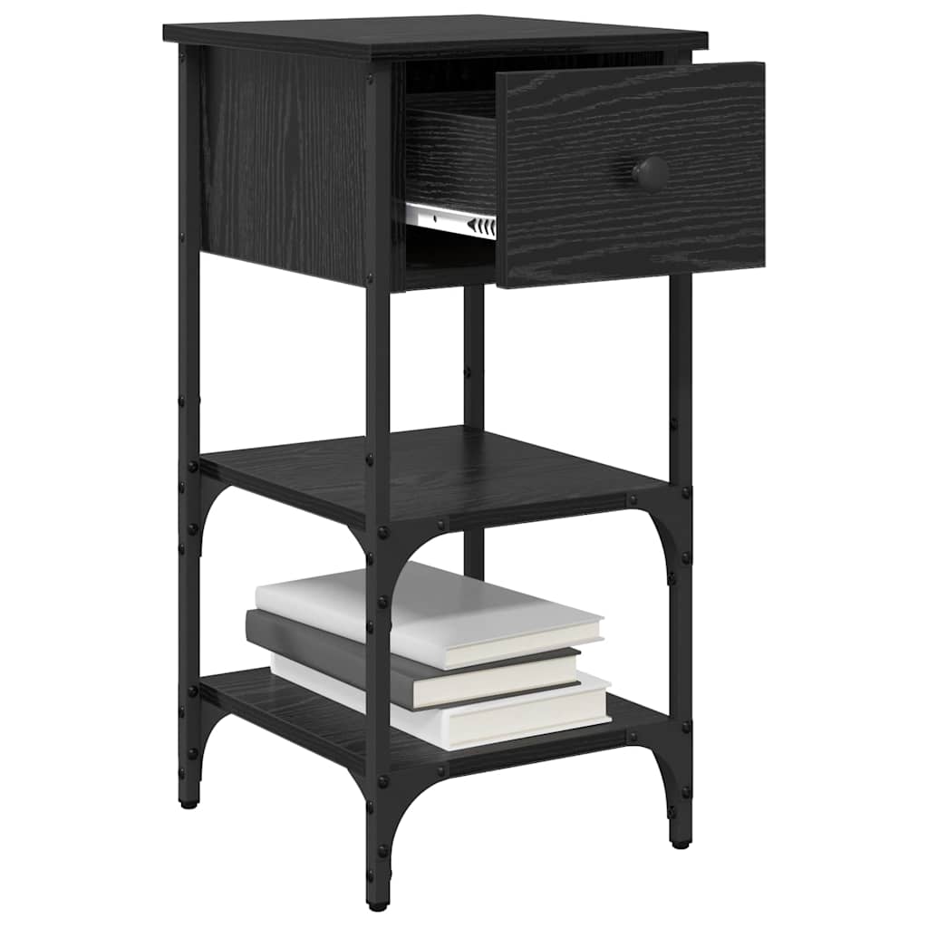 Armadio da Notte con cassetto Rovere nero 871240