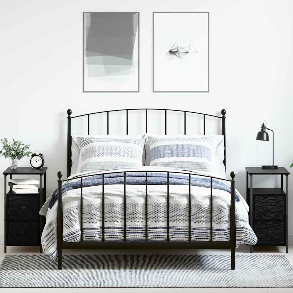 vidaXL Armadio da Notte con cassetto 2 pcs Rovere nero 30 x 60 x 60 cm