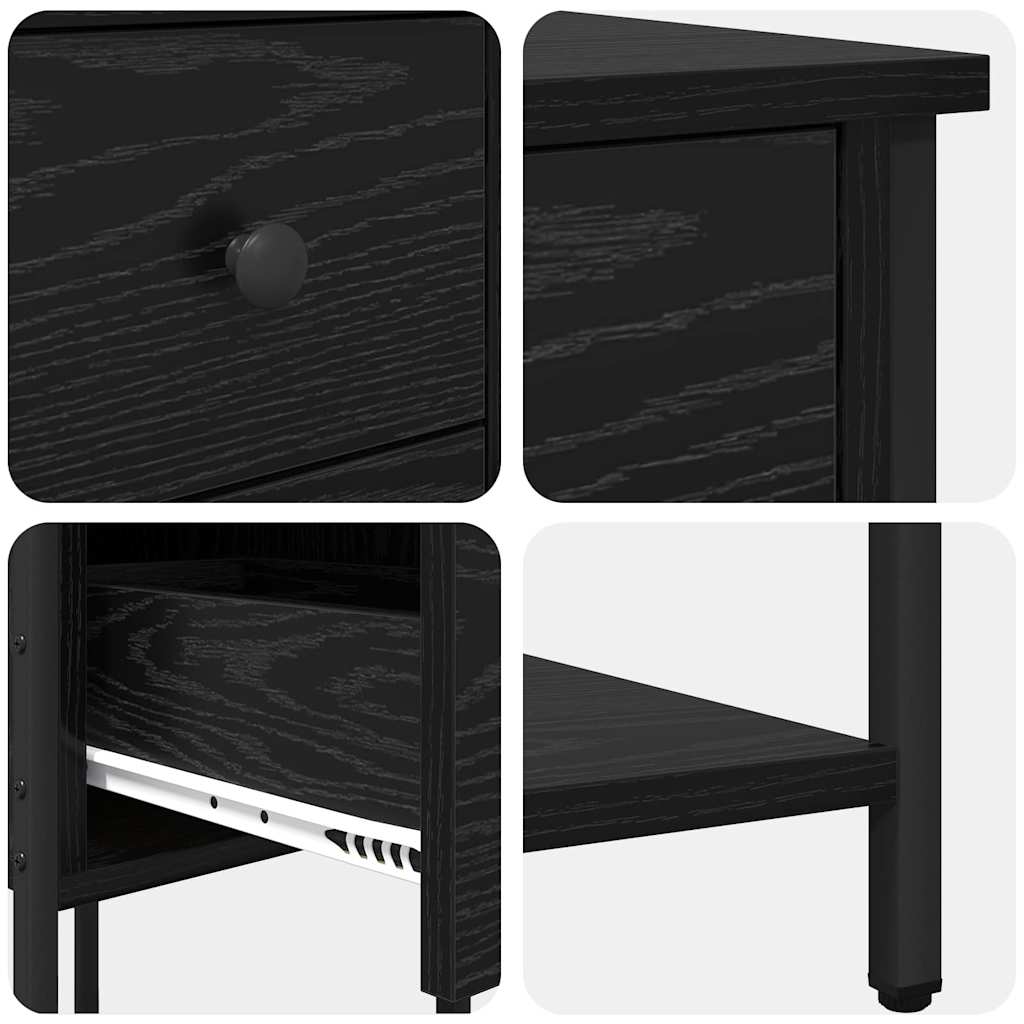 vidaXL Armadio da Notte con cassetto 2 pcs Rovere nero 32 x 42 x 70 cm