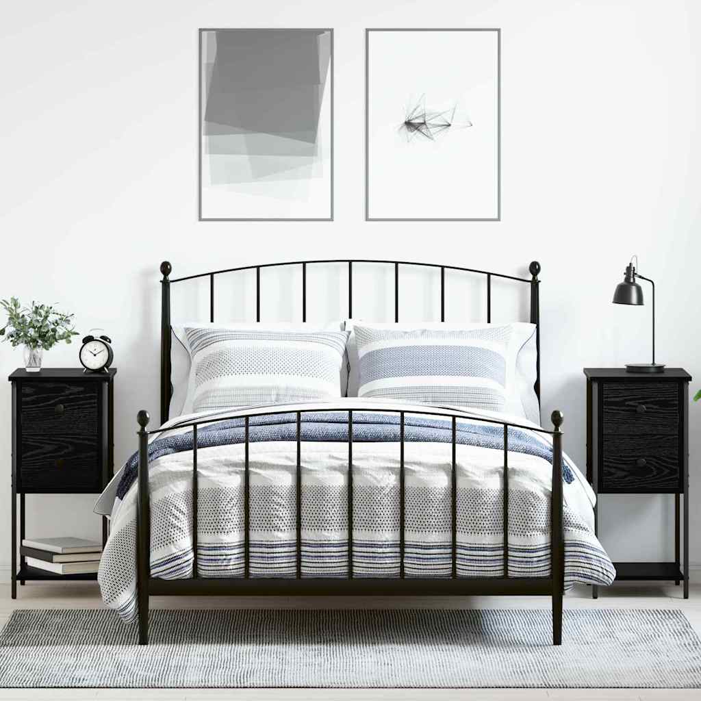 vidaXL Armadio da Notte con cassetto 2 pcs Rovere nero 32 x 42 x 70 cm