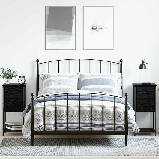 vidaXL Armadio da Notte con cassetto 2 pcs Rovere nero 32 x 42 x 70 cm