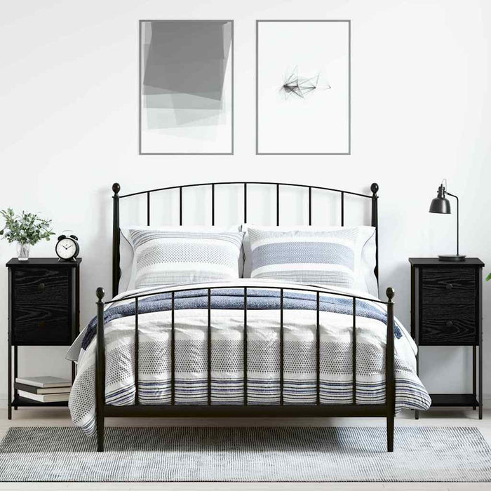 vidaXL Armadio da Notte con cassetto 2 pcs Rovere nero 32 x 42 x 70 cm