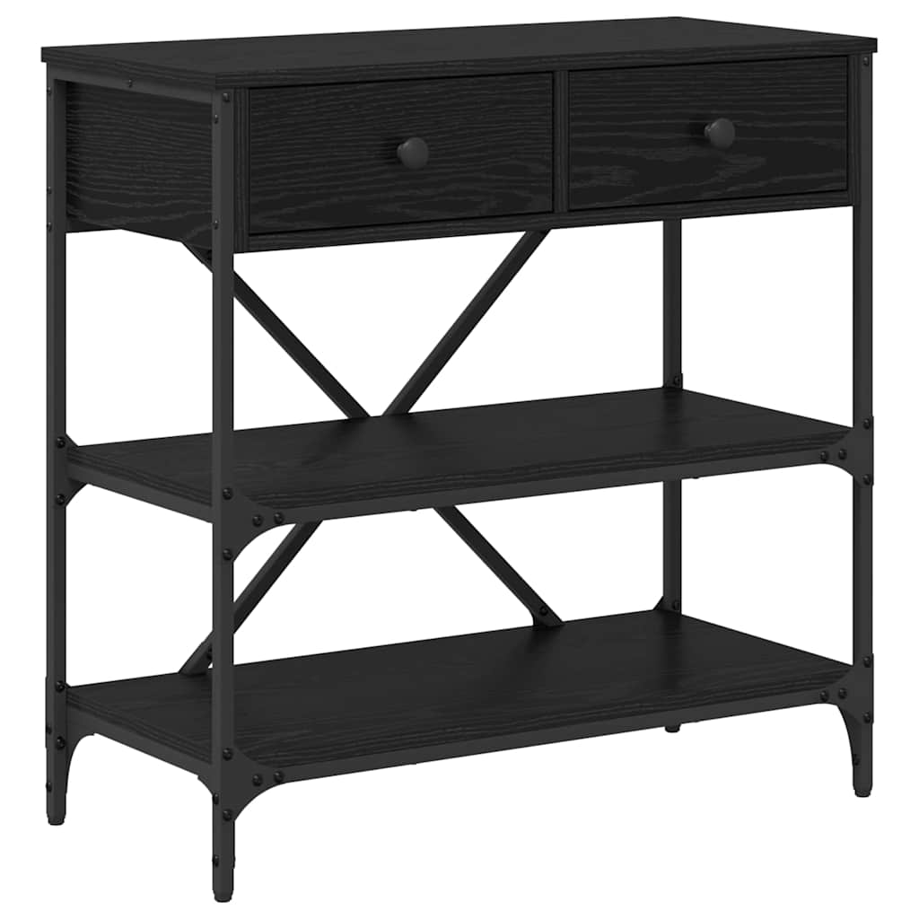 Tavolo consolle con cassetto con lo scaffale Altro Rovere nero 871314