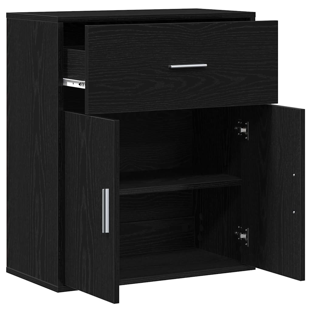 vidaXL Credenza Rovere nero 60 x 31 x 70 cm Legno multistrato