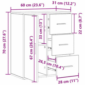 vidaXL Credenza Rovere nero 60 x 31 x 70 cm Legno multistrato