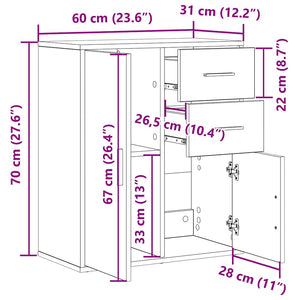 vidaXL Credenza Legno antico 60 x 31 x 70 cm Legno multistrato