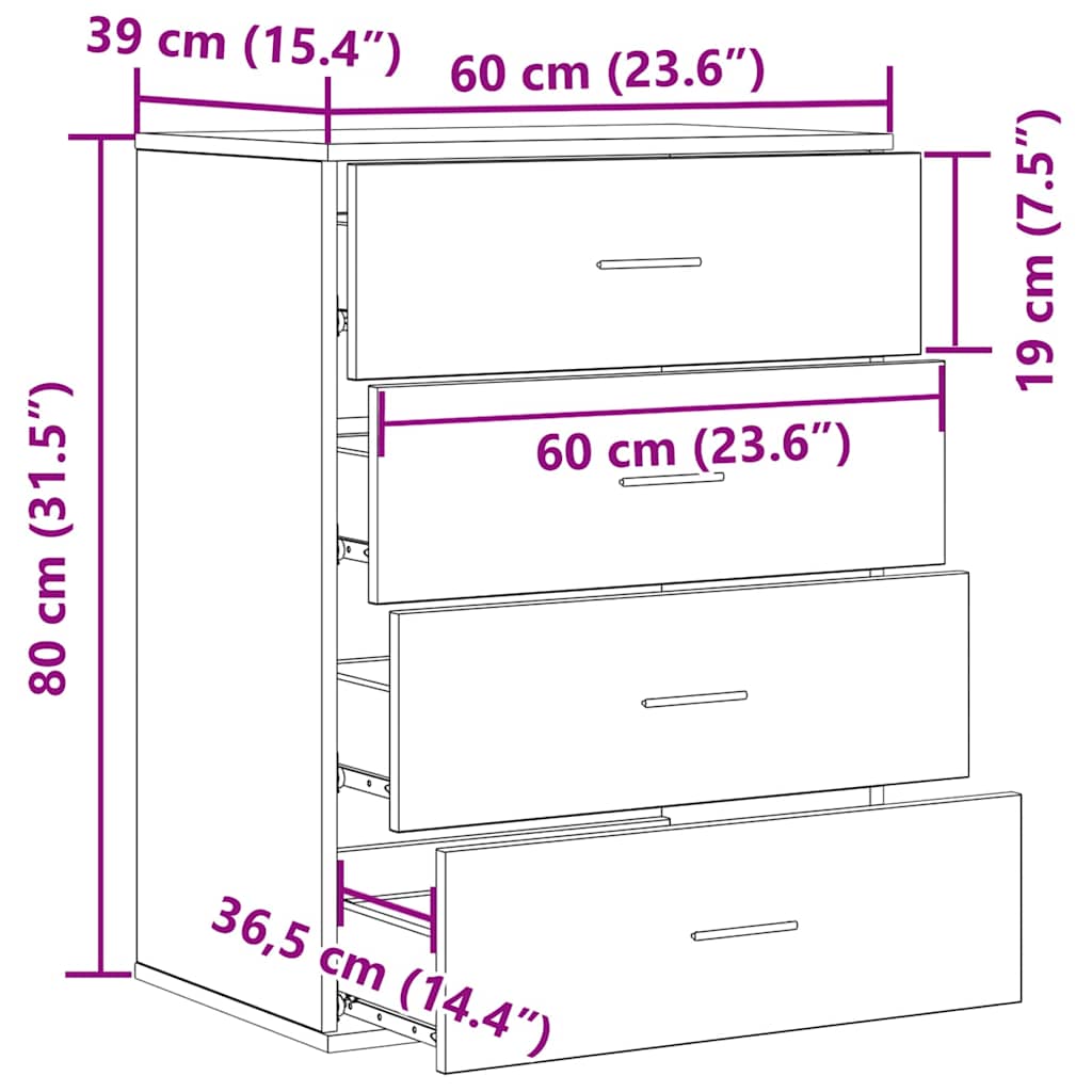 vidaXL Credenza Legno vecchio 60 x 39 x 80 cm Legno multistrato
