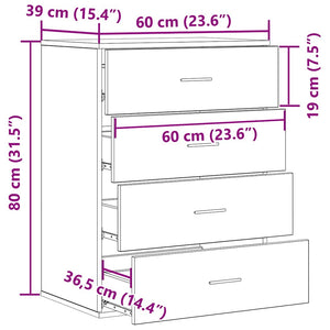 vidaXL Credenza Legno vecchio 60 x 39 x 80 cm Legno multistrato