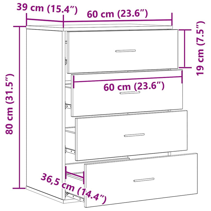 vidaXL Credenza Legno vecchio 60 x 39 x 80 cm Legno multistrato