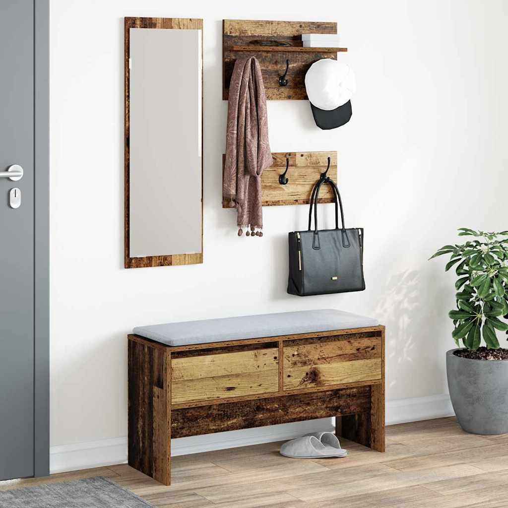 vidaXL Set mobili da ingresso Legno vecchio 90 x 31 x 46.5 cm