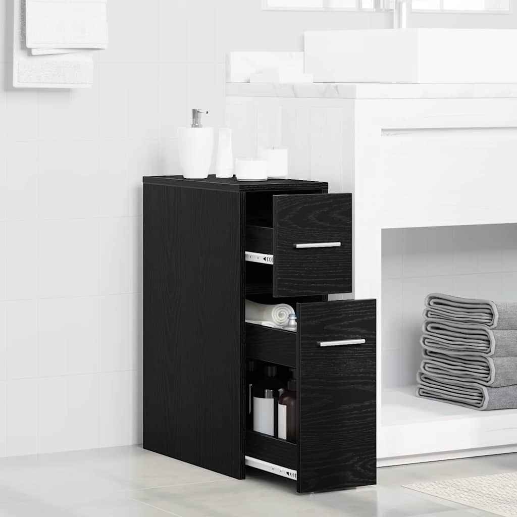 Mobile da bagno slim Rovere nero 22 x 44 x 61.5 cm 871633