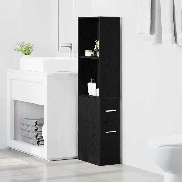 Armadio da Bagno Stretto Rovere nero 22 x 41 x 135 cm 871653