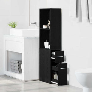 Armadio da Bagno Stretto Rovere nero 22 x 41 x 135 cm 871653