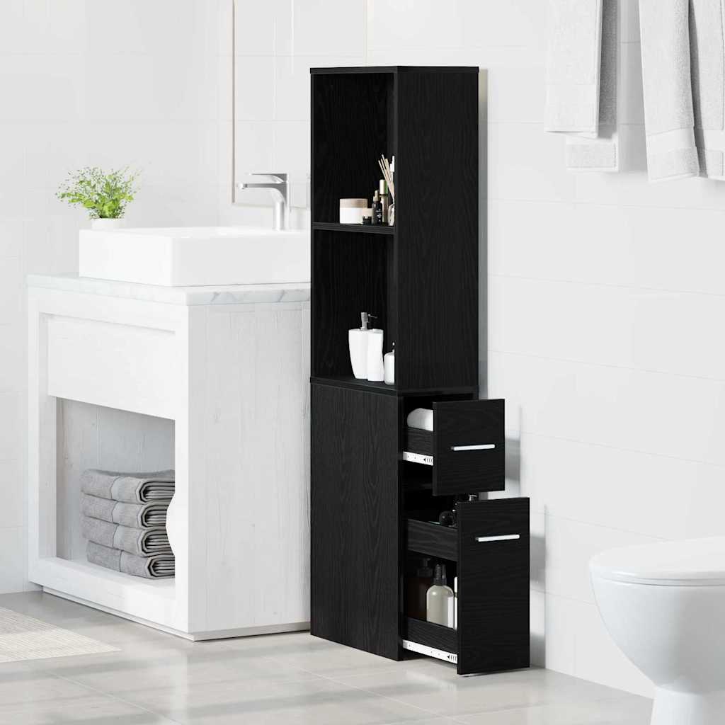 vidaXL Armadio da Bagno Stretto Rovere nero 22 x 41 x 135 cm